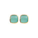 Earrings - Amie Aqua Chalcedony Stud