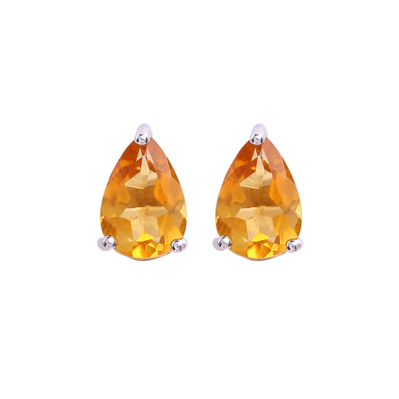 Earrings - Citrine Pear Studs