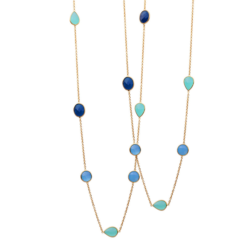 Necklace - Aqua Chalcedony & Lapis Blue Chalcedony