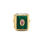 Ring - Solitude -  Shanti in Malachite Rectangle