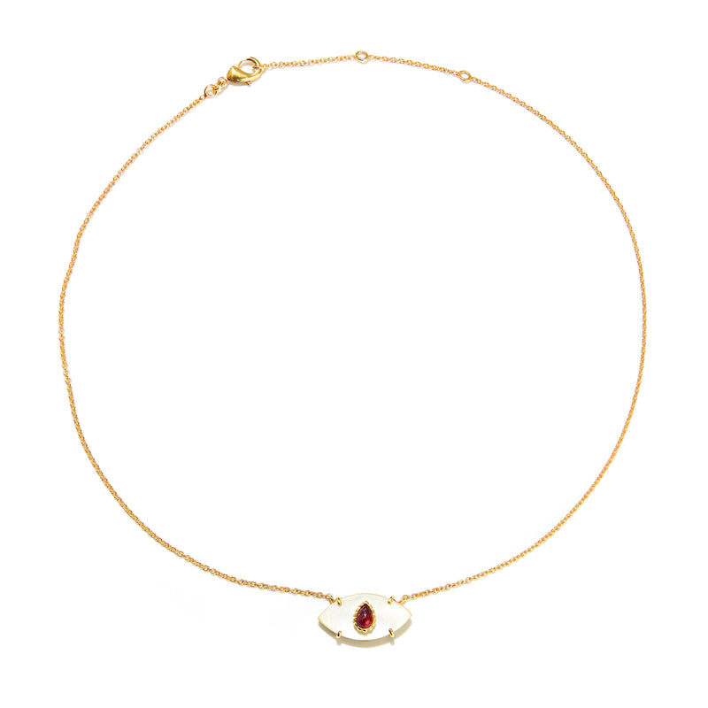 Necklace - Nacre & Ruby Evil Eye